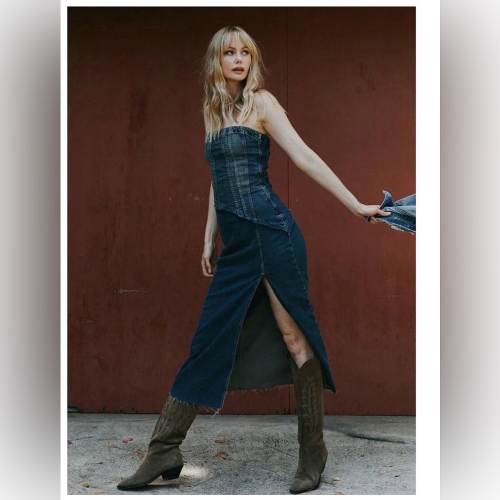 Zara halted denim split dress - Picture 9 of 9